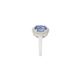14KT White Gold Tanzanite and Diamond Halo Ring
