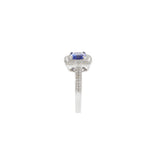 14KT White Gold Cushion-Cut Tanzanite and Diamond Halo Ring
