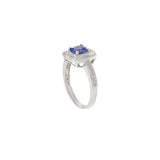 14KT White Gold Cushion-Cut Tanzanite and Diamond Halo Ring