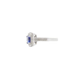14KT White Gold Cushion-Cut Tanzanite and Diamond Halo Ring