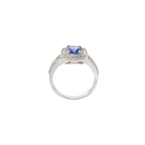 14KT White Gold Cushion-Cut Tanzanite and Diamond Halo Ring