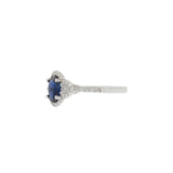 14KT White Gold Halo Ring Featuring Oval Sapphire & Diamonds
