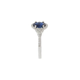 14KT White Gold Halo Ring Featuring Oval Sapphire & Diamonds