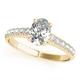 18K Yellow Gold Trellis Oval Shape Diamond Engagement Ring