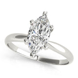 18K White Gold Solitaire Marquise Shape Diamond Engagement Ring
