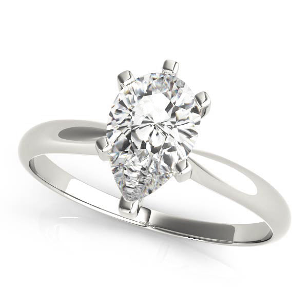 14K White Gold Solitaire Pear Shape Diamond Engagement Ring