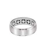 7MM Men's Contemporary Wedding Band - Bright Brush Finish and Round Edge with Inside Diamond Pattern and Rope Edge