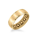 7MM Men's Contemporary Wedding Band - Bright Brush Finish and Round Edge with Inside Diamond Pattern and Rope Edge