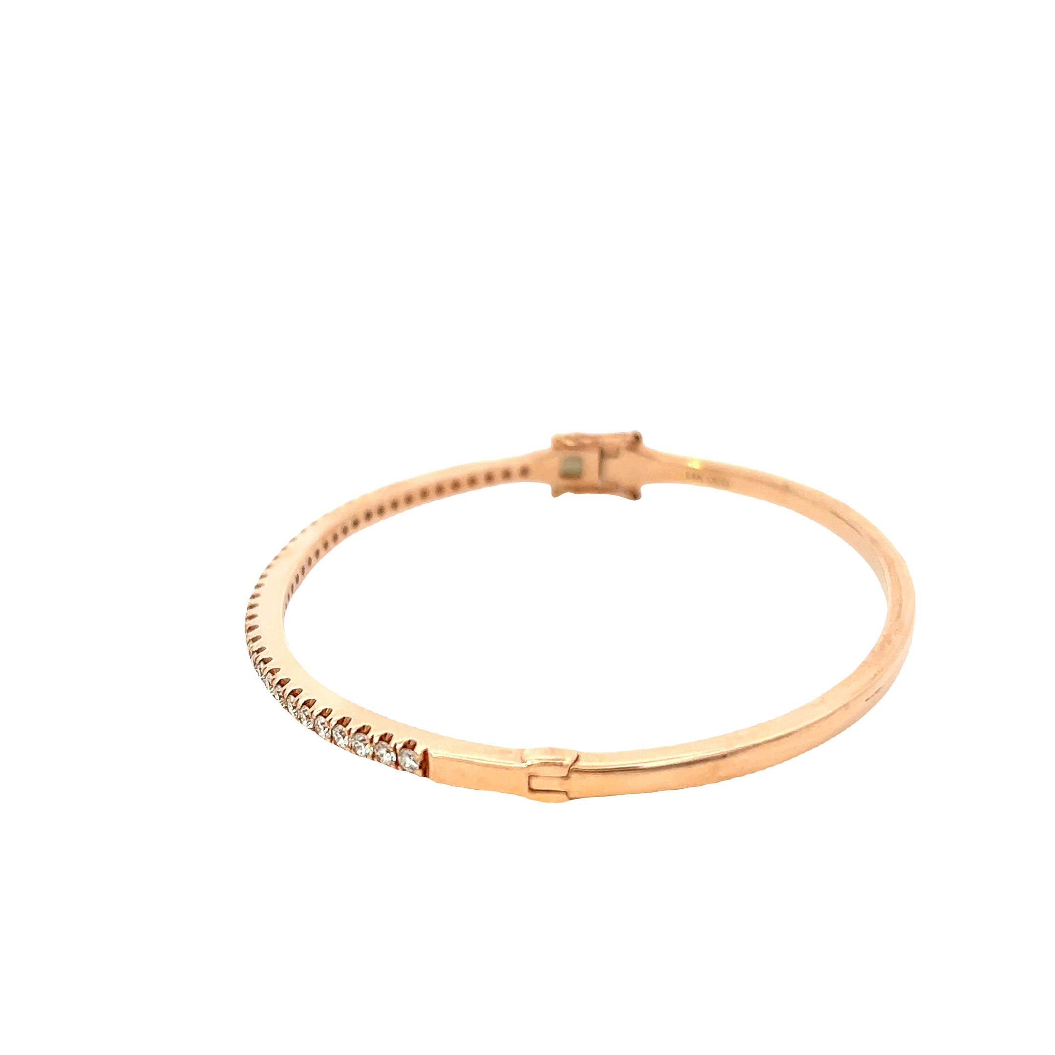 14KT Rose Gold Round Cut Diamond Bangle