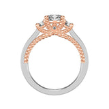 Marlow Contemporary Three Stone Rope Diamond Engagement Ring
