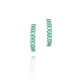 18KT White Gold Emerald Hoop Earrings