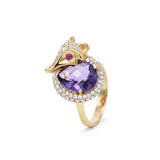 Fox Ring with Amethyst, Ruby, and Diamond