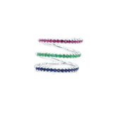 18kt White Gold Ruby, Emerald, and Sapphire Triple Ring