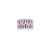 18kt White Gold, Diamond and Ruby Pattern Swirl Ring