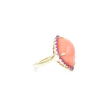 18kt Yellow Gold Coral and Pink Sapphire Ring