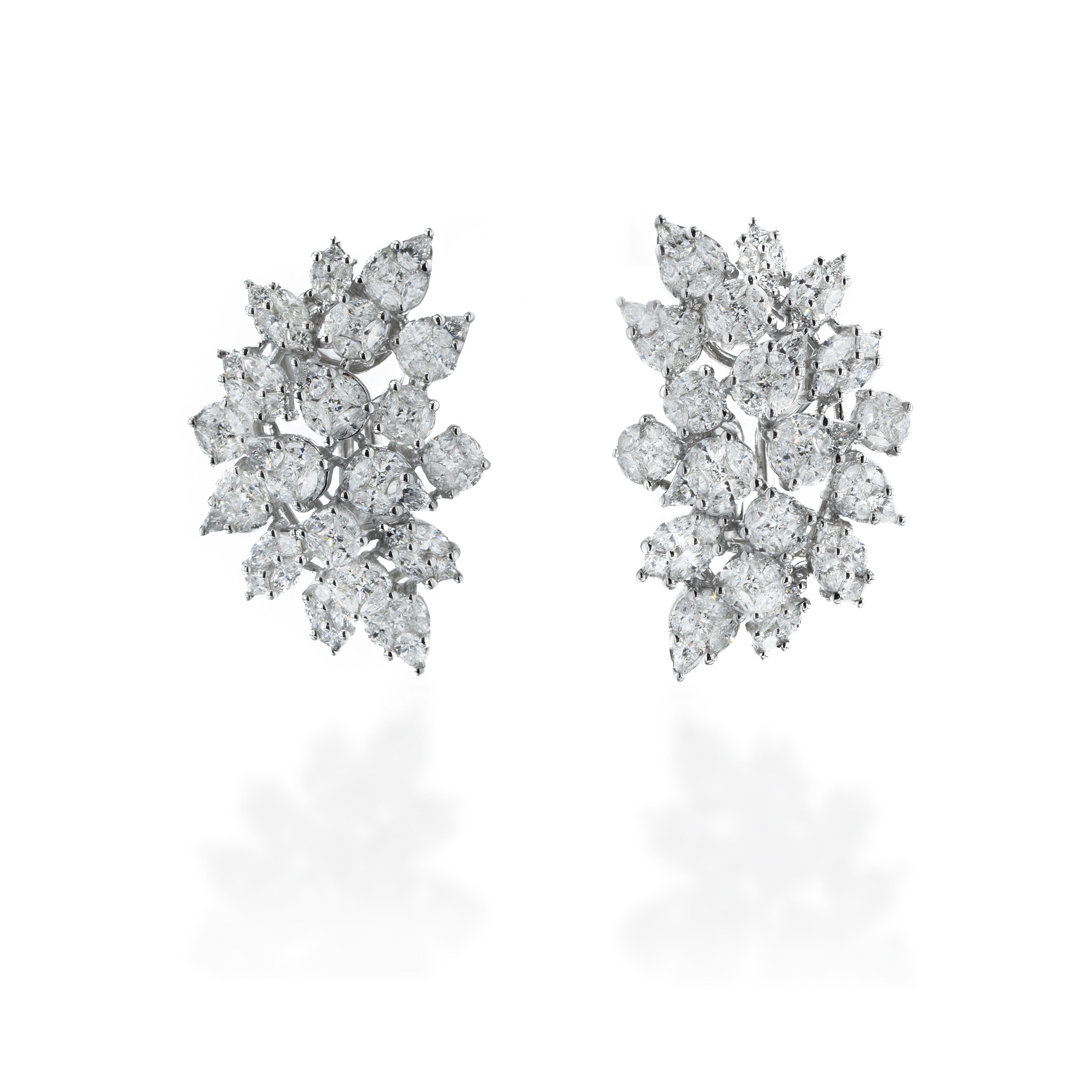 18KT White Gold Multi-Cut 4.46CT Diamond Earrings