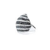 18kt White Gold Black and White Striped Diamond Ring