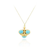 Estate 18KT Yellow Gold Turquoise And Pearl Pendant