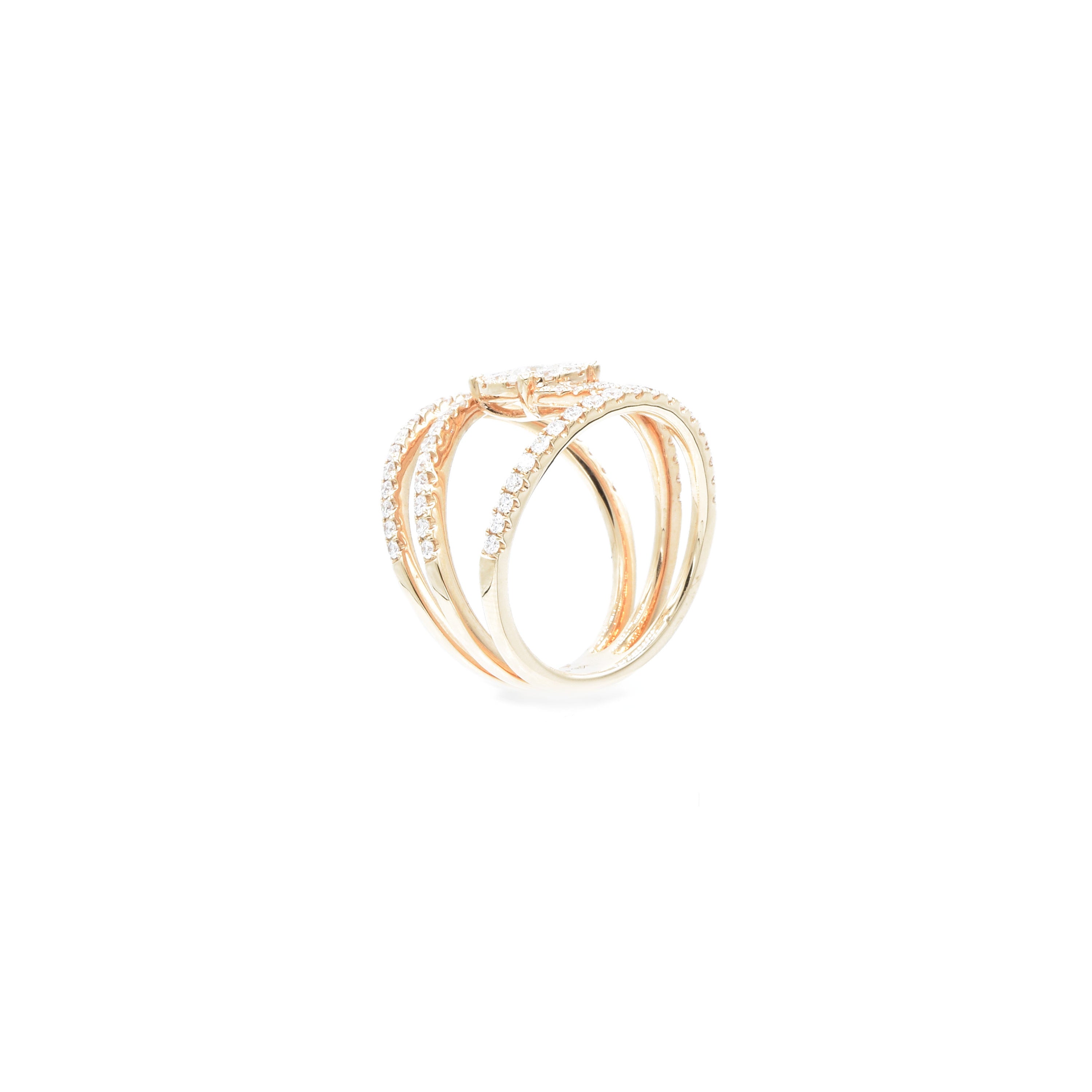 18kt Rose Gold Diamond Wide Swirl Ring