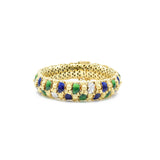 Estate 18KT Yellow Gold Diamond Enamel Bracelet