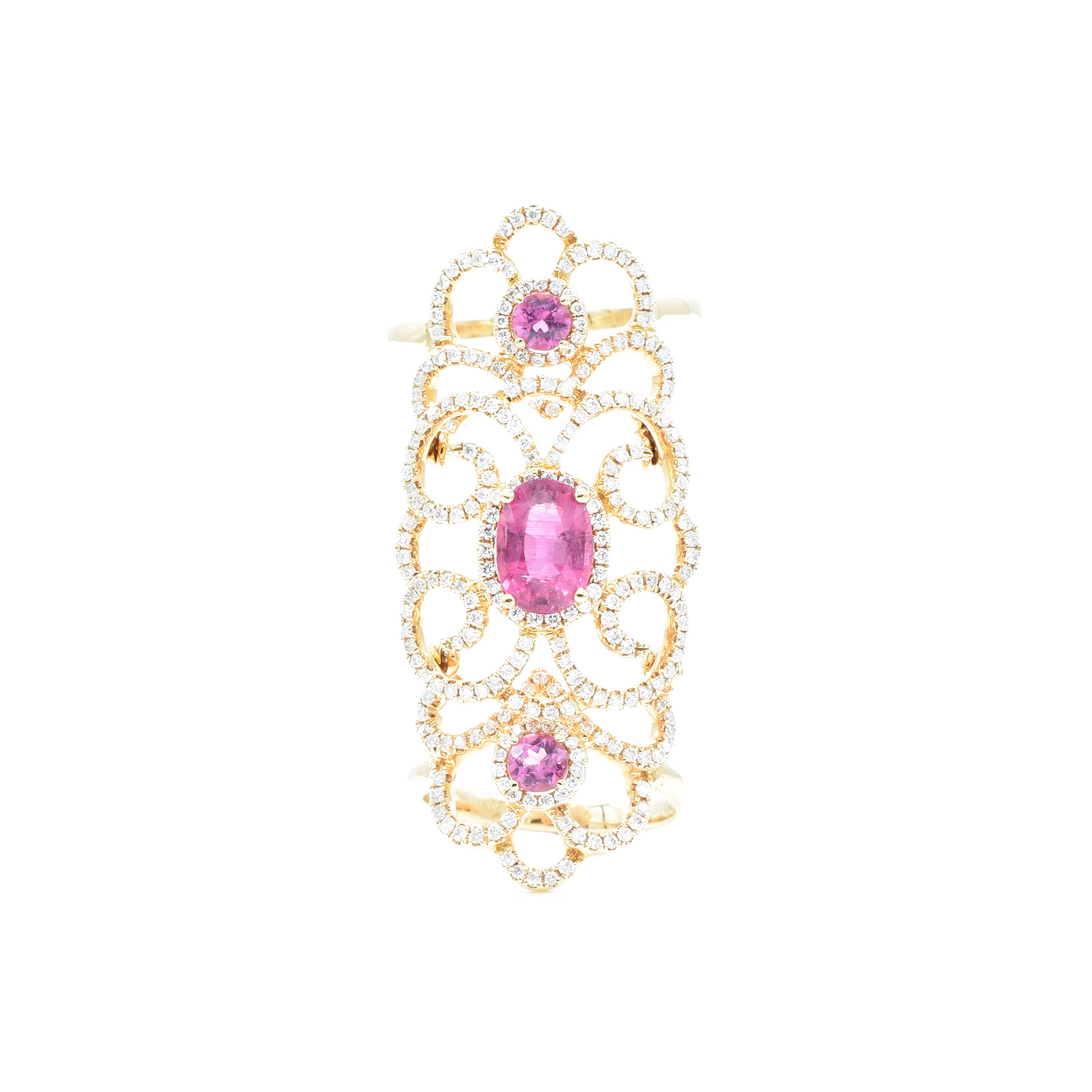 18kt Rose Gold, Rubellite and Diamond Double Ring