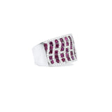 18kt White Gold, Diamond and Ruby Pattern Swirl Ring