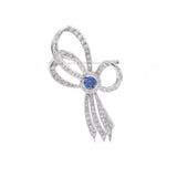 Estate Platinum Diamond and Ceylon Sapphire Pin