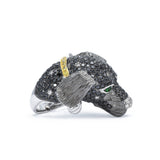 Puppy Ring with Black and White Diamonds