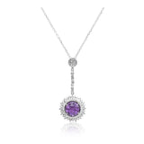 18kt White Gold, Amethyst, and Diamond Pendant