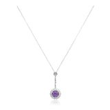 18kt White Gold, Amethyst, and Diamond Pendant