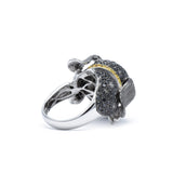 Puppy Ring with Black and White Diamonds