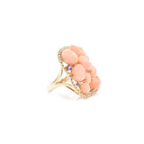 18kt Rose Gold Coral and Amethyst with Diamond Ring