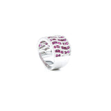 18kt White Gold, Diamond and Ruby Pattern Swirl Ring