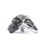 Puppy Ring with Black and White Diamonds