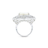 18kt White Gold Opal Center Ring with Diamonds