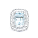 18kt White Gold, Aquamarine and Diamond RIng