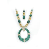 Estate European 18KT Yellow Gold Malachite And Diamond Convertible Necklace
