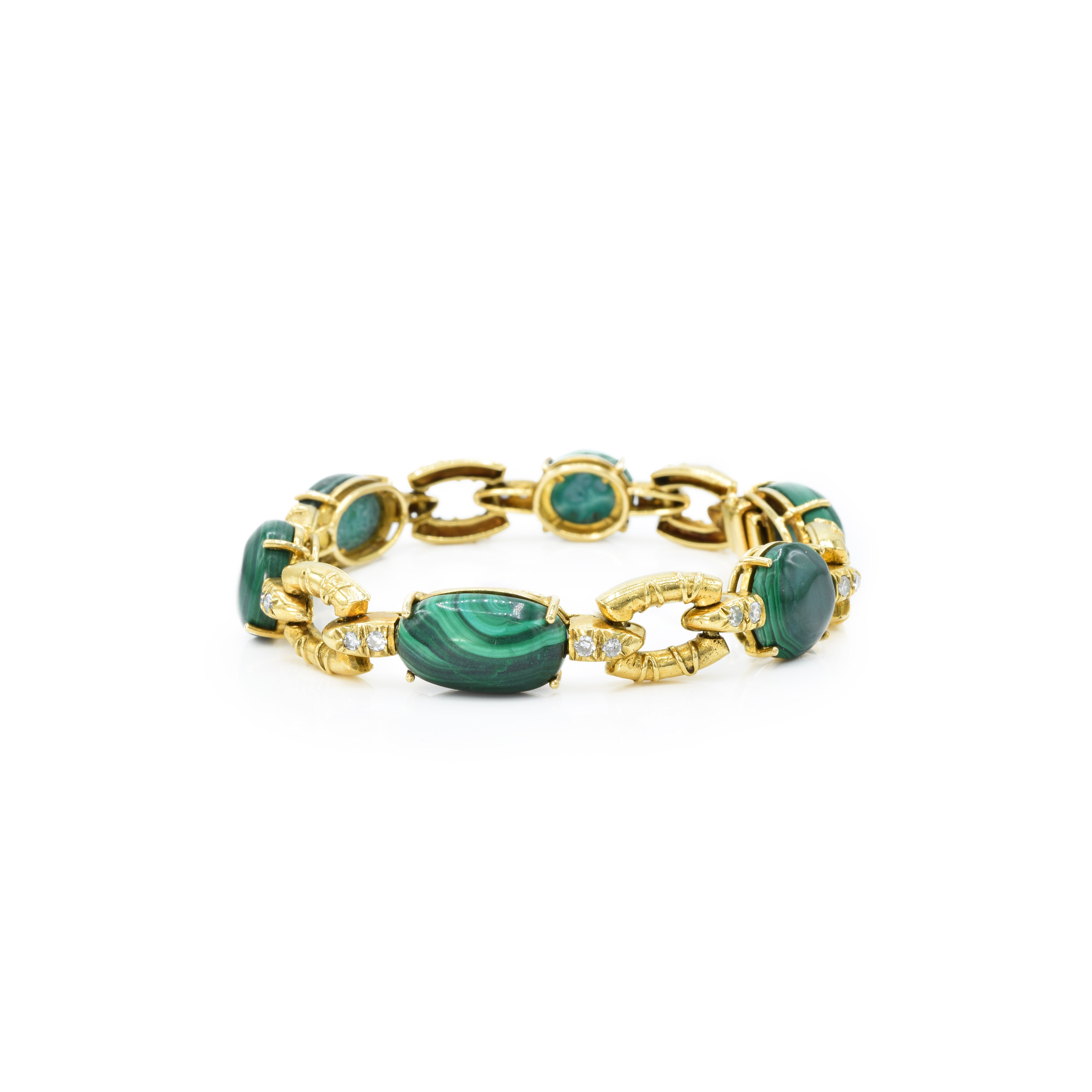 Estate European 18KT Yellow Gold Malachite And Diamond Convertible Necklace