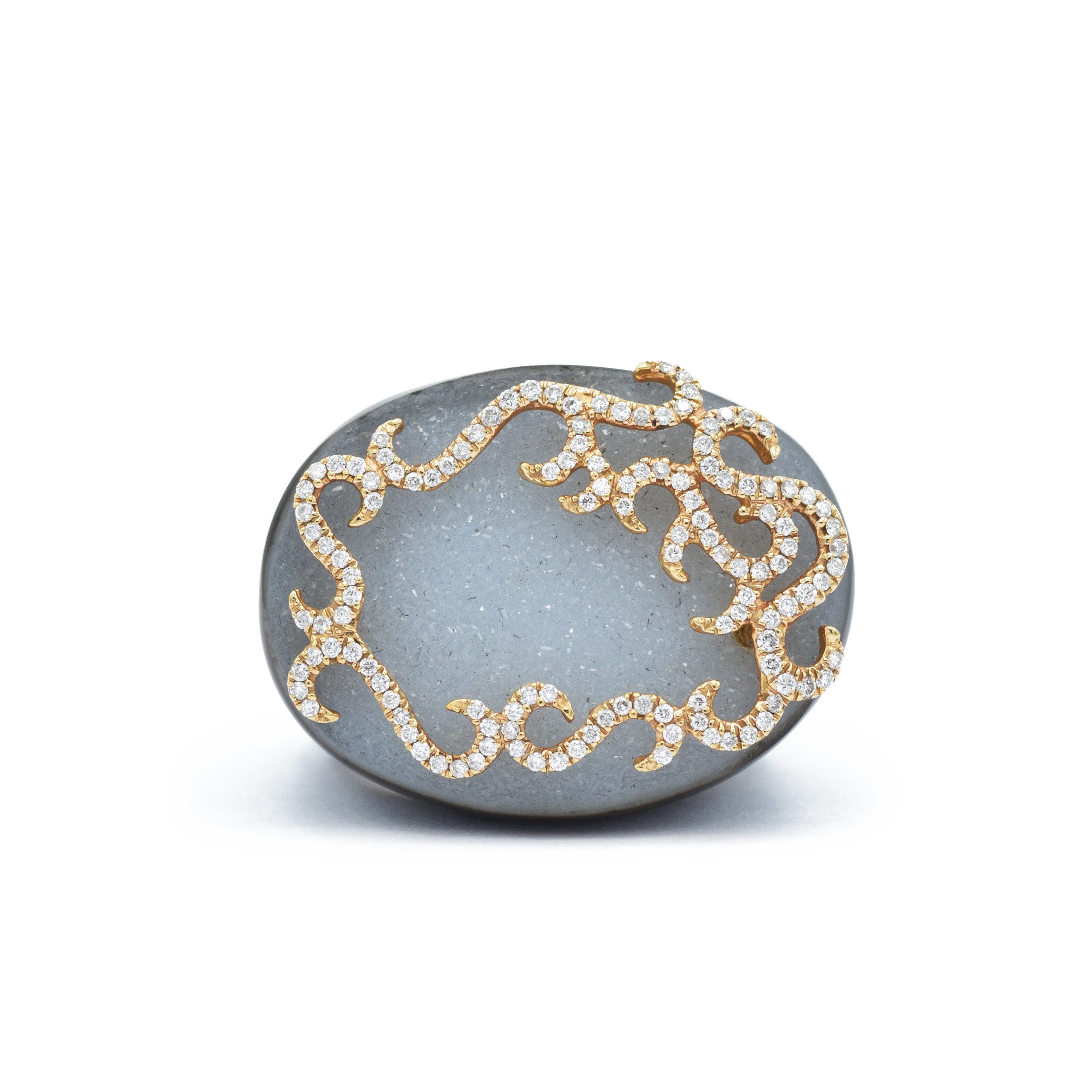 18kt Rose Gold, Diamond and Agate Ring