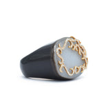 18kt Rose Gold, Diamond and Agate Ring