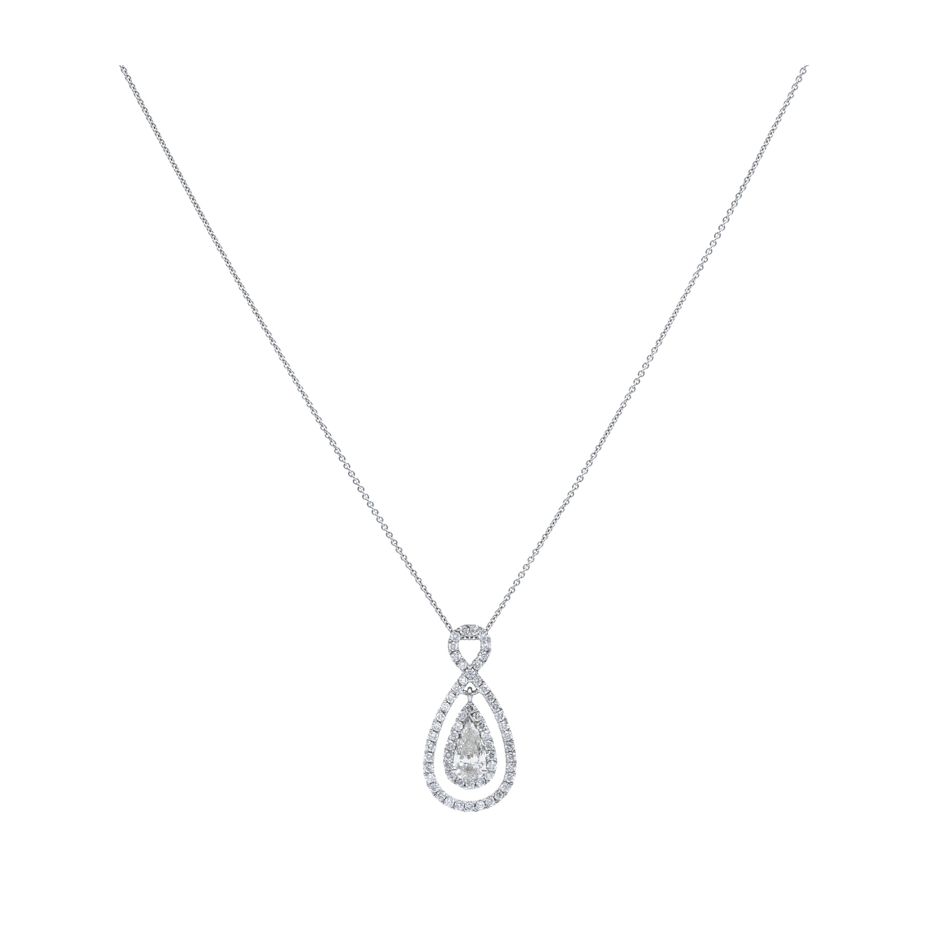 14kt White Gold, Pear-Shaped Diamond Pendant