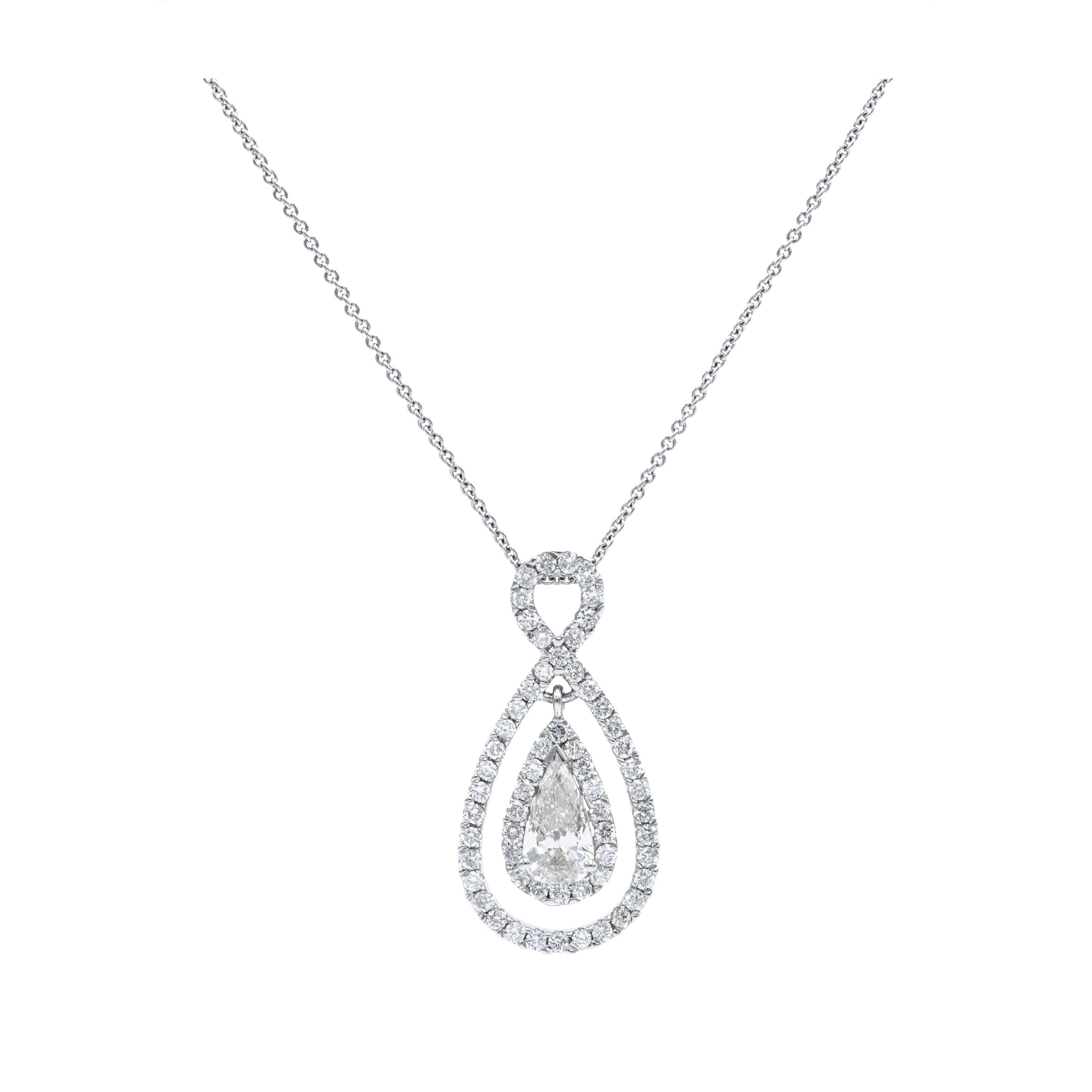 14kt White Gold, Pear-Shaped Diamond Pendant