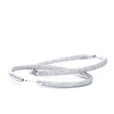 14KT White Gold Pave Diamond Hoop Earrings