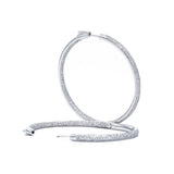 14KT White Gold Pave Diamond Hoop Earrings