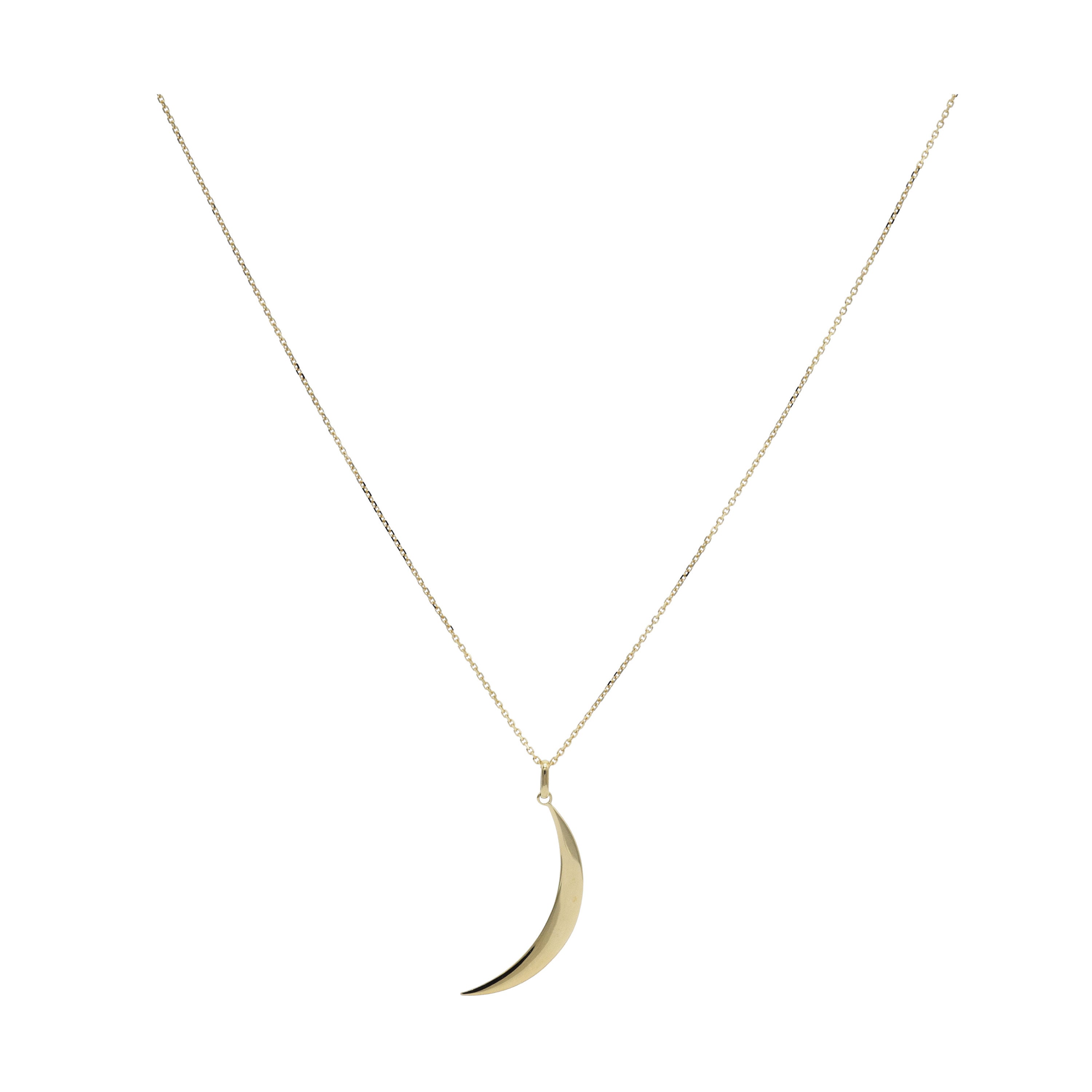 14KT Yellow Gold Crescent Moon Necklace