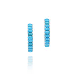 18KT White Gold Turquoise Hoop Earrings