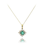 Estate Square Emerald And Diamonds Pendant