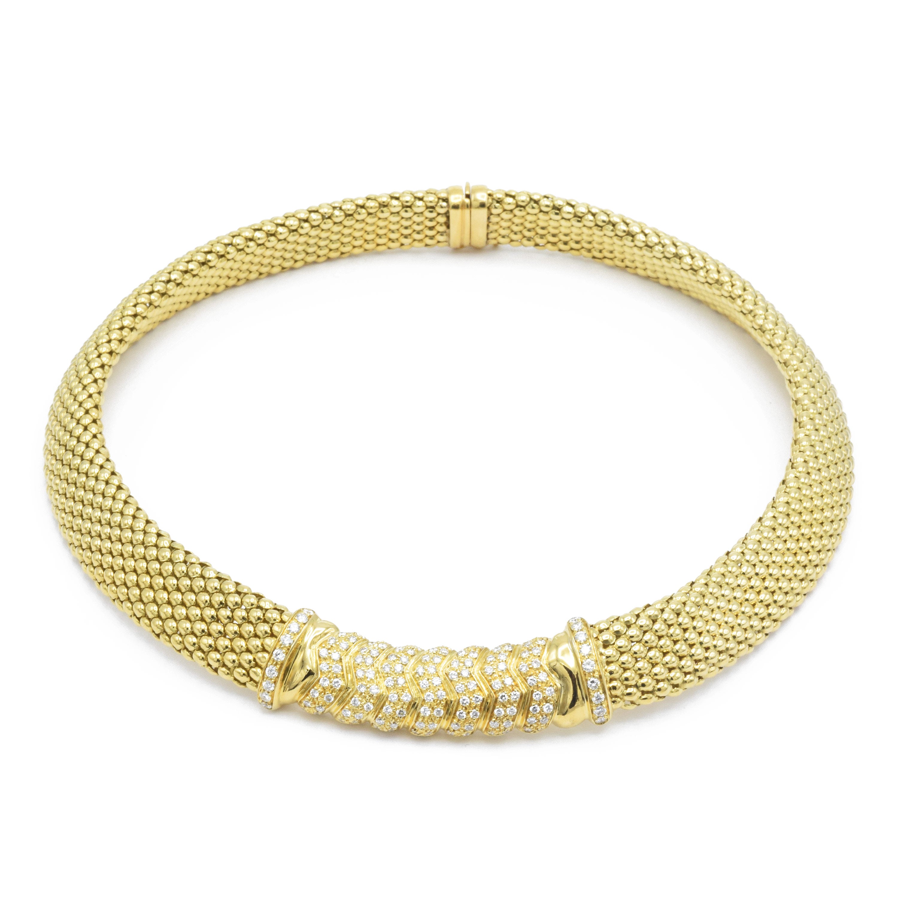 Vintage 1970s 18KT Yellow Gold Diamond Necklace