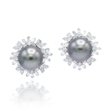 Estate Diamond And Tahitian Pearl Earrings