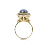 Vintage Gold & Pear Shaped Boulder Black Opal Ring with Diamonds
